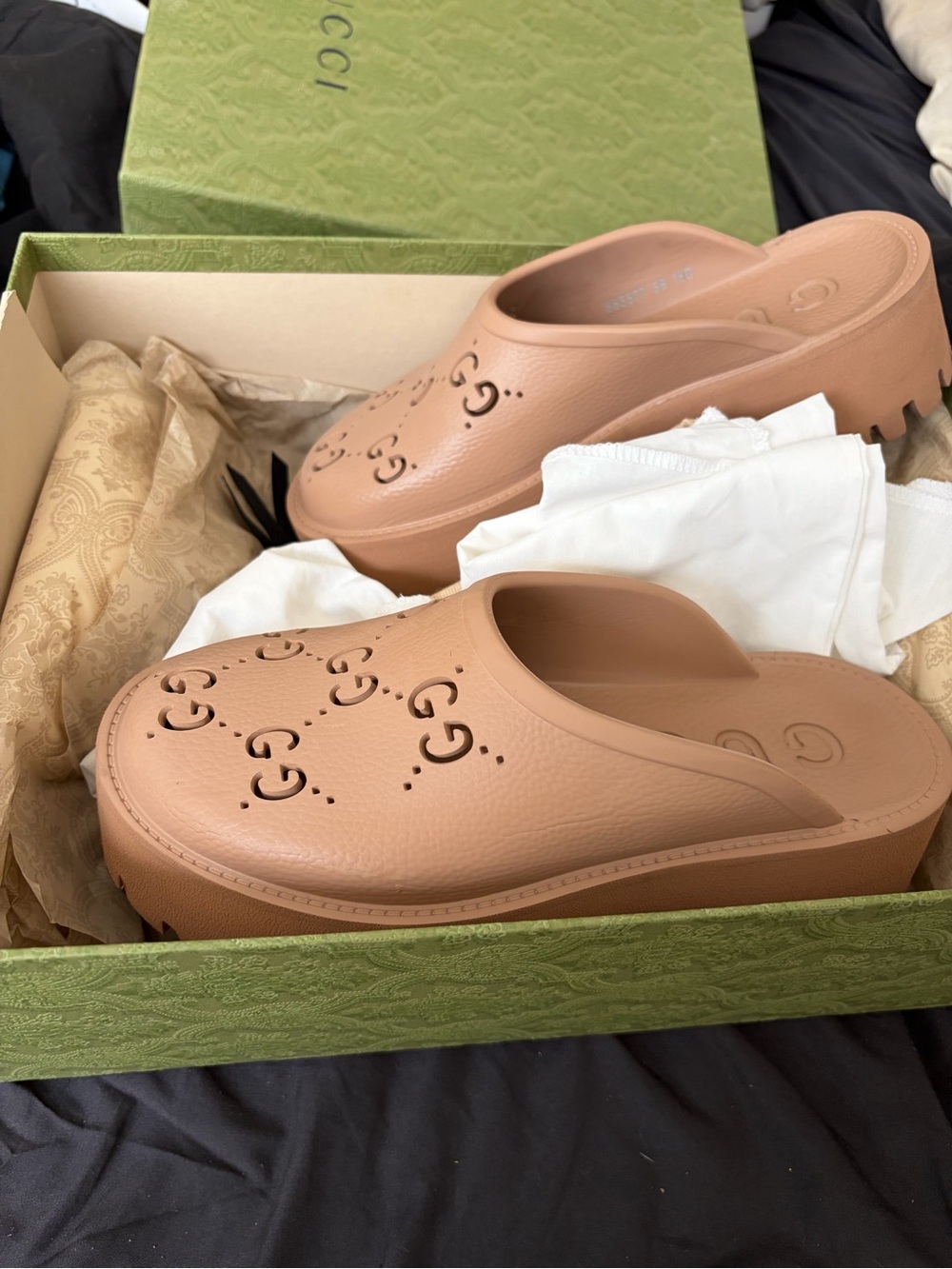 Gucci Women's Blush Platform Clog Slides